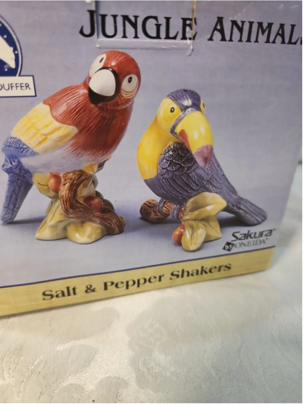 VTG Sakura Colorful Tucan and Parrot Birds Salt & Pepper Shakers 4 1/4